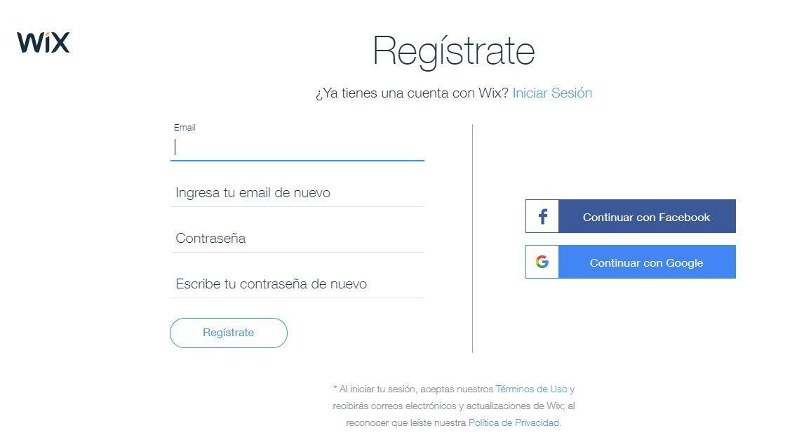 Registro Wix